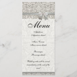 Menú elegante formal brocado de encaje damasco blanco