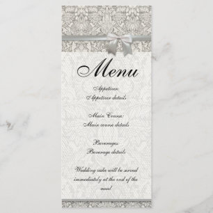 Menú elegante formal brocado de encaje damasco blanco