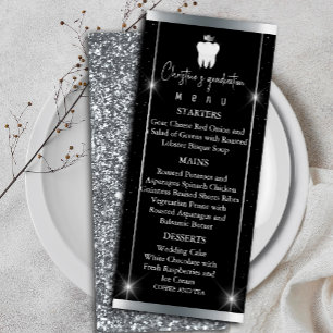 Menú Elegante Graduación Dental con Espuma de Plata Neg