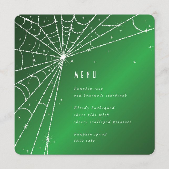 Menú Elegante Green Diamond Spider Web Square/Round (Anverso)