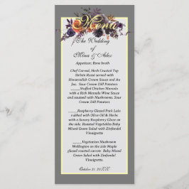 Menú Elegante gris floral oscuro otoño