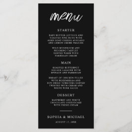 Menú Elegante guión contemporáneo Boda blanco negro