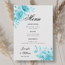 Menú Elegante guión romántico Boda turquesa floral