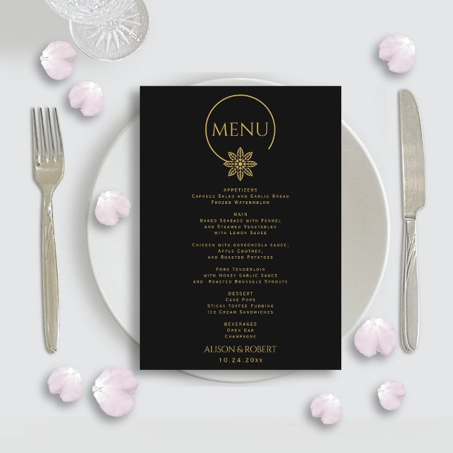 Menú Elegante marco inspirado en joyas y boda de flores (Subido por el creador)