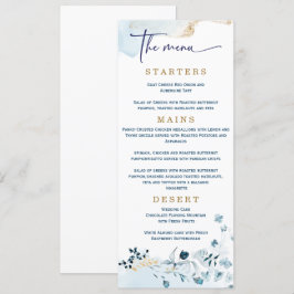 Menú Elegante Marina de Boda Azul y Oro