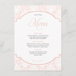 Menú Elegante mariposa Rubor dulce rosa 15 Fiesta