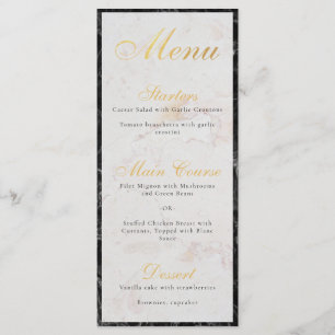 Menú Elegante mármol blanco negro hoja de oro falso gui