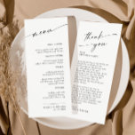 Menú Elegante Minimalista Boda moderno Gracias<br><div class="desc">Para una mayor personalización,  haga clic en el enlace "personalizar adicional" y utilice nuestra herramienta de diseño para modificar esta plantilla.</div>