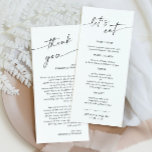 Menú Elegante Minimalista Boda moderno Gracias<br><div class="desc">Para una mayor personalización,  haga clic en el enlace "personalizar adicional" y utilice nuestra herramienta de diseño para modificar esta plantilla.</div>