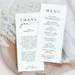 Menú Elegante Minimalista Boda moderno Gracias<br><div class="desc">Para una mayor personalización,  haga clic en el enlace "personalizar adicional" y utilice nuestra herramienta de diseño para modificar esta plantilla.</div>