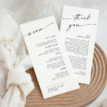 Menú Elegante Minimalista Boda moderno Gracias<br><div class="desc">Para una mayor personalización,  haga clic en el enlace "personalizar adicional" y utilice nuestra herramienta de diseño para modificar esta plantilla.</div>