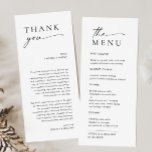 Menú Elegante Minimalista Boda moderno Gracias<br><div class="desc">Para una mayor personalización,  haga clic en el enlace "personalizar adicional" y utilice nuestra herramienta de diseño para modificar esta plantilla.</div>