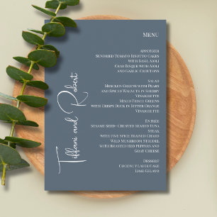 Menú Elegante Minimalista Dusty Blue Big Names Boda