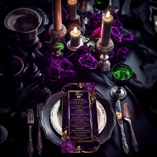 Menú Elegante místico gótico morado y Boda de oro