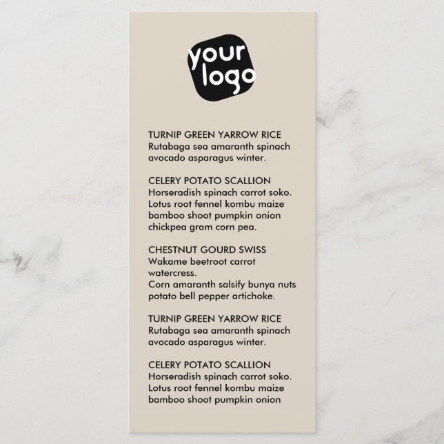 Menú Elegante Moda Personalizado de Taupe Moderno Resta (Anverso)