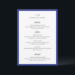 Menú Elegante Monograma Azul Real Boda moderno<br><div class="desc">Menús bodas modernos con un diseño limpio con fuentes serif y script.</div>