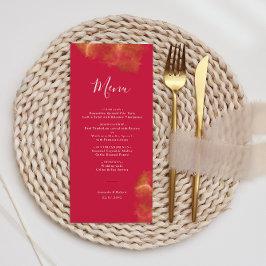 Menú Elegante Monograma Bodas Magenta Rojo Rosa Dorado