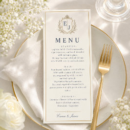 Menú Elegante Monograma Cena de Boda Old Money