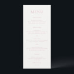 Menú Elegante Monograma de Bodas en Letra Script Rosa<br><div class="desc">Elegante menú de boda con un diseño clásico que incluye su monograma en letra script junto con su menú en una tipografía serif tradicional.</div>