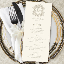 Menú Elegante Monograma de Cima Formal Marfil Boda