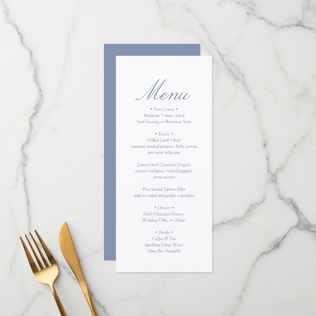Menú Elegante Monograma Mínimo Boda Azul (Subido por el creador)