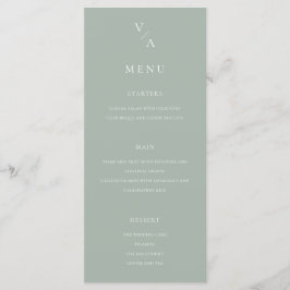 Menú Elegante Monograma Moderno Sage Green Boda