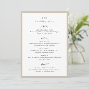 Menú Elegante Monograma Neutral Terroso Boda Moderna