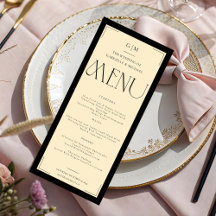 Elegante Monograma Serif Negro Crema Boda