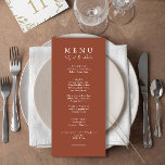 Menú Elegante Naranja quemado comamos Boda de caligrafí<br><div class="desc">Un moderno y elegante menú de boda de moda minimalista terracota para cenar. Que presenta diseño de plantilla de moda de fondo sólido naranja quemado y tipografía blanca . Y comamos la redacción en elegante caligrafía blanca de moda. Cógelo y haga su menú boda moda y elegante.</div>