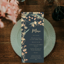 Menú Elegante Navy y Flor Botánica Beige 