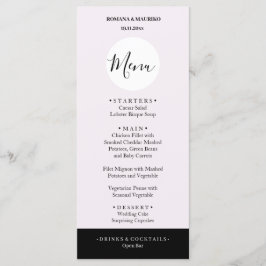 Menú Elegante Negro Y Minimalista Lilac
