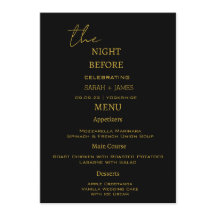 Elegante negro y oro la noche antes del Boda