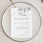 Menú Elegante oliva. Delicado boda botánico italiano<br><div class="desc">Menú boda botánico italiano delicado en blanco y negro con un guión elegante y una rama de olivo. Adecuado para cumpleaños,  aniversario y cualquier otro fiesta. Por favor,  contáctame si necesitas artículos adicionales.</div>