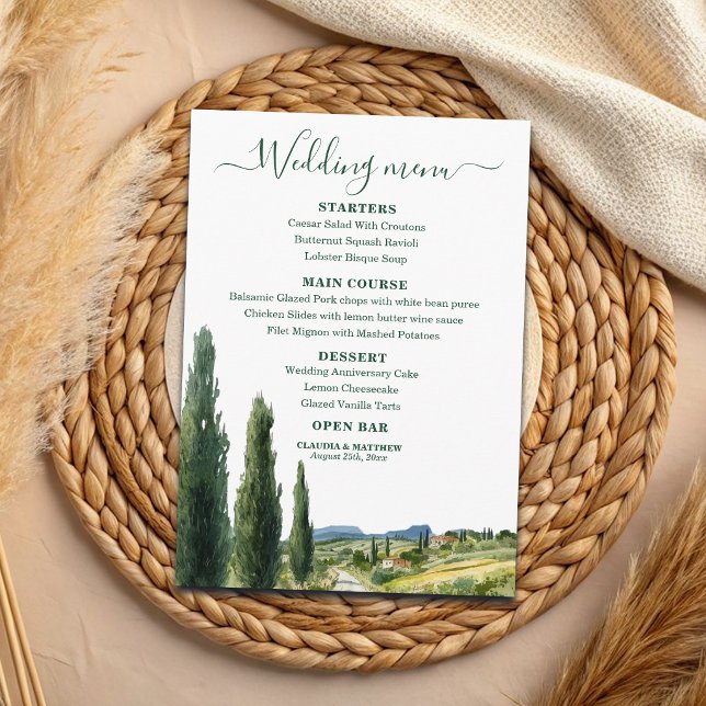 Menú Elegante paisaje italiano de boda (Subido por el creador)