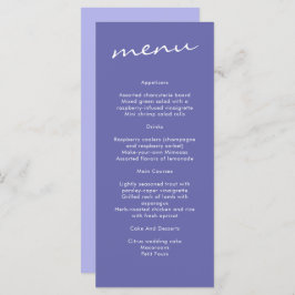Menú Elegante Periwinkle Blue Calligraphy Boda