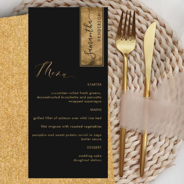 Menú Elegante Personalizado con Nombre del Invitado Neg (Subido por el creador)