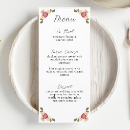 Menú Elegante Pressed Wildflower Garden Wedding