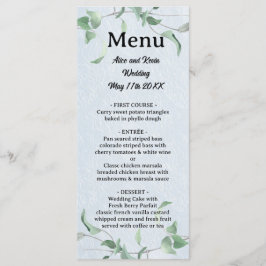 Menú Elegante rama violeta en un fondo azul cielo