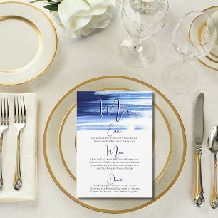 Menú Elegante Recepción de Boda con Acuarela Naval