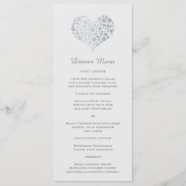 Menú Elegante Relieve metalizado plateado Faux Heart Sl