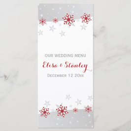 Menú Elegante rojo, espeluznantes copos de nieve boda C
