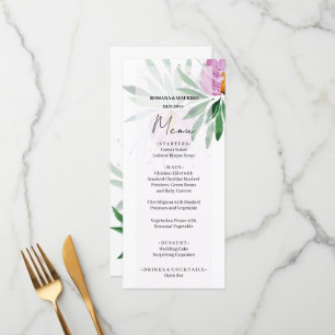 Menú Elegante Romántico Lavender Lotus