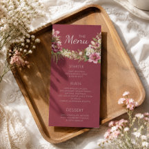 Elegante Romántico Rojo Rústico Floral  