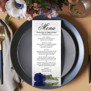 Menú Elegante Rosa azul de la Marina con Boda de Reflex