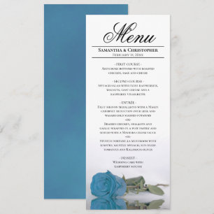 Menú Elegante Rosa azul turquesa Boda de Reflexiones