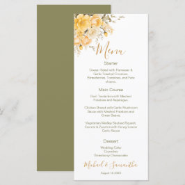 Menú Elegante Rosa Boda amarillo e marfil