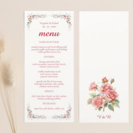 Menú Elegante Rosa Boda de acuarela
