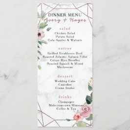 Menú Elegante Rosa Boda Geométrico Oro