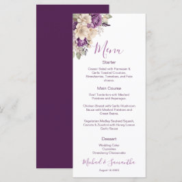 Menú Elegante Rosa Boda morado e marfil