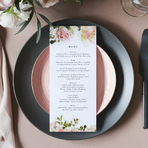 Menú Elegante Rosa Boda Romance